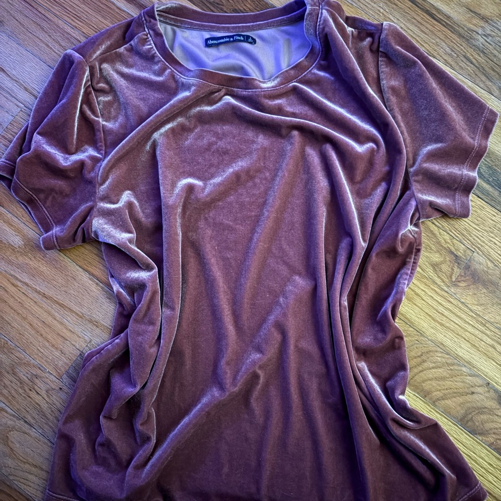 Abercrombie & Fitch womens top Velvet Short Sleeve#rose#mauve#casual#effortless!